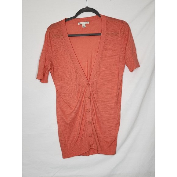 Banana‎ Republic Womens Orange Short Sleeve Cardigan sz Med - Picture 1 of 6